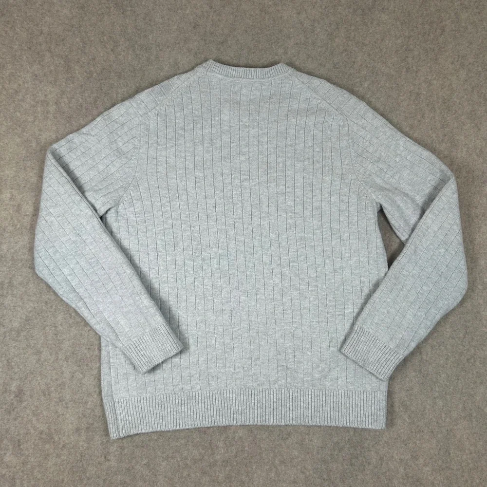 Banana Republic Sweater Mens XL‎ Grey Ribbed Knit Crewneck Long Sleeve